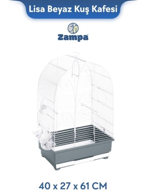 Zampa - Zampa Plus Lisa Kuş Kafesi Beyaz 40x27x61 cm (ZIT-2792)