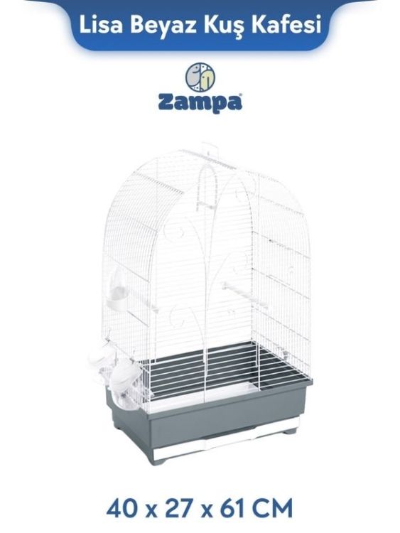 Zampa Plus Lisa Kuş Kafesi Beyaz 40x27x61 cm (ZIT-2792)