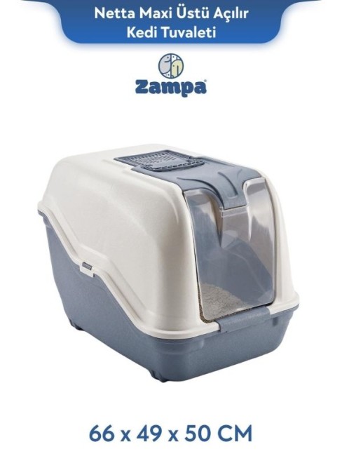 Zampa - Zampa Plus Netta Maxi Üstü Açılır Kedi Tuvaleti 66x49x50 cm (ZIT-3072)