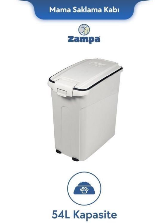Zampa Plus Oto L Beyaz Mama Saklama Kabı (54L)(ZIT-2563)