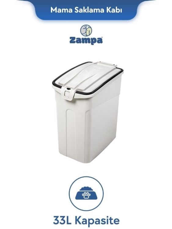 Zampa Plus Oto M Beyaz Mama Saklama Kabı (33L)(ZIT-2556)