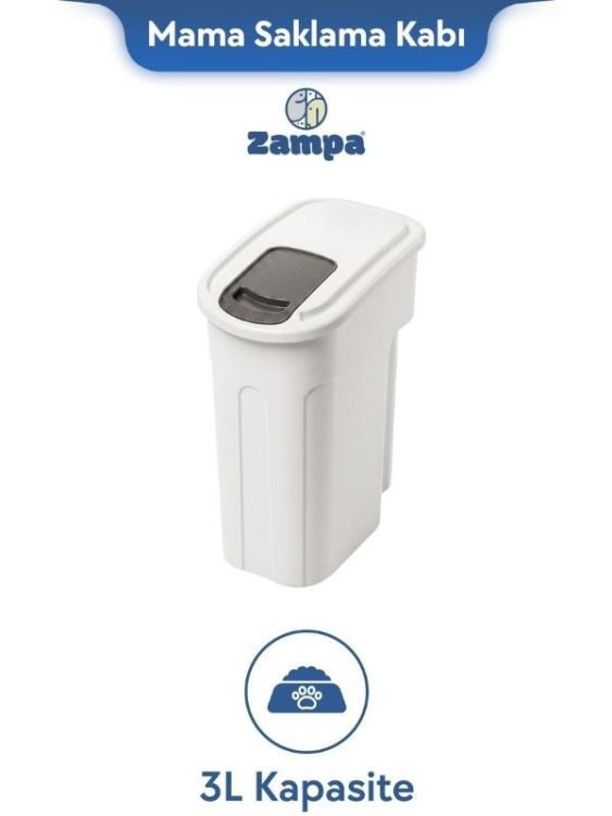Zampa Plus Oto XS Beyaz Mama Saklama Kabı (3L)(ZIT-2532)