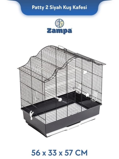 Zampa - Zampa Plus Patty 2 Kuş Kafesi Siyah 56x33x57cm (ZIT-2907)