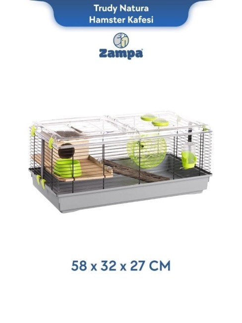 Zampa - Zampa Plus Trudy Natura Hamster Kafesi 58x32x27 Cm (Zıt-2983)