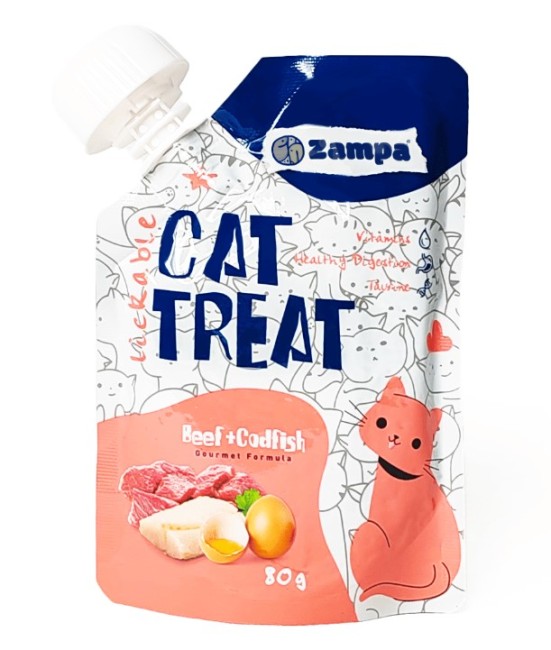 Zampa - Zampa Puding Dana Etli Morina Balıklı Kedi Ödülü 80 Gr (Zpo1080-39)