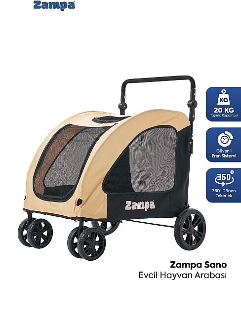 Zampa Sano Kedi & Köpek Arabası Haki 78×96×105 cm (ZS-401)