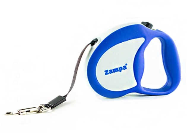 Zampa Şerit Otomatik Gezdirme Tasması 5 Metre M Beden Beyaz Mavi