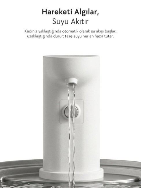 Zampa SPF-02TR Oval Paslanmaz Çelik Pet Otomatik Su Pınarı Bataryalı 3.2 Litre - Thumbnail