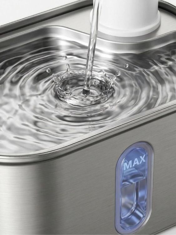 Zampa SPF-05-TR Kare Paslanmaz Çelik Pet Otomatik Su Pınarı Bataryalı 2.8 Litre