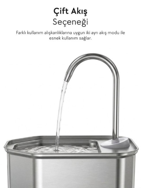Zampa SPF-06-C Altıgen Paslanmaz Çelik Pet Otomatik Su Pınarı 2.8 Litre - Thumbnail