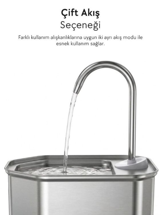 Zampa SPF-06-C Altıgen Paslanmaz Çelik Pet Otomatik Su Pınarı 2.8 Litre