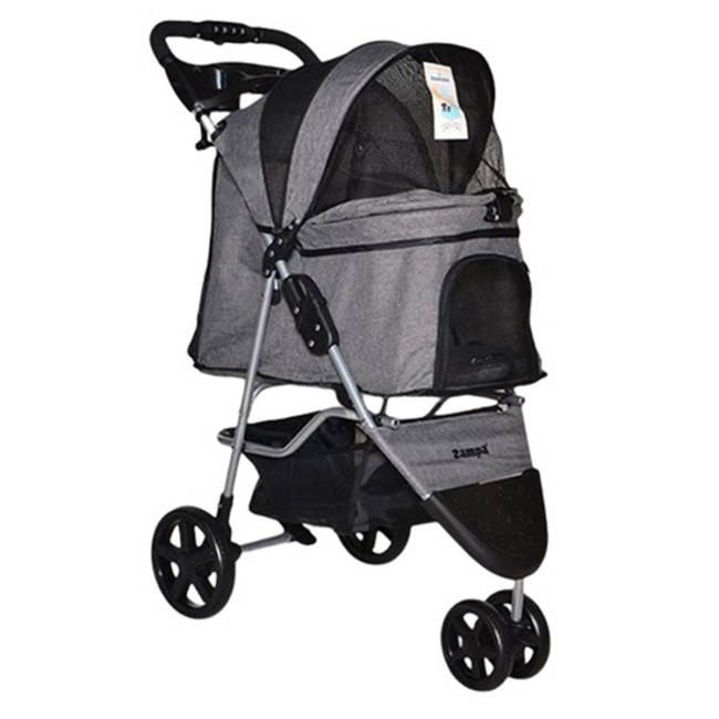 Zampa - Zampa TriBoro Kedi ve Köpek Arabası Gri (SP03P-G) 45x80x90cm