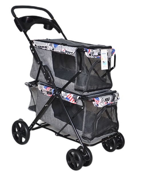 Zampa - Zampa Twins (BL04-G) Kedi Köpek Arabası Gri 51X85X100 Cm