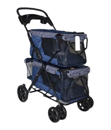 Zampa - Zampa Twins Kedi Köpek Arabası Lacivert BL04N 51x85x100 Cm