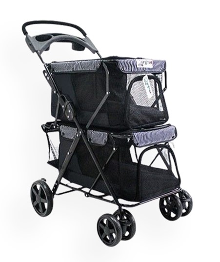 Zampa - Zampa Twins Kedi Köpek Arabası Siyah BL04B 51X85X100 Cm