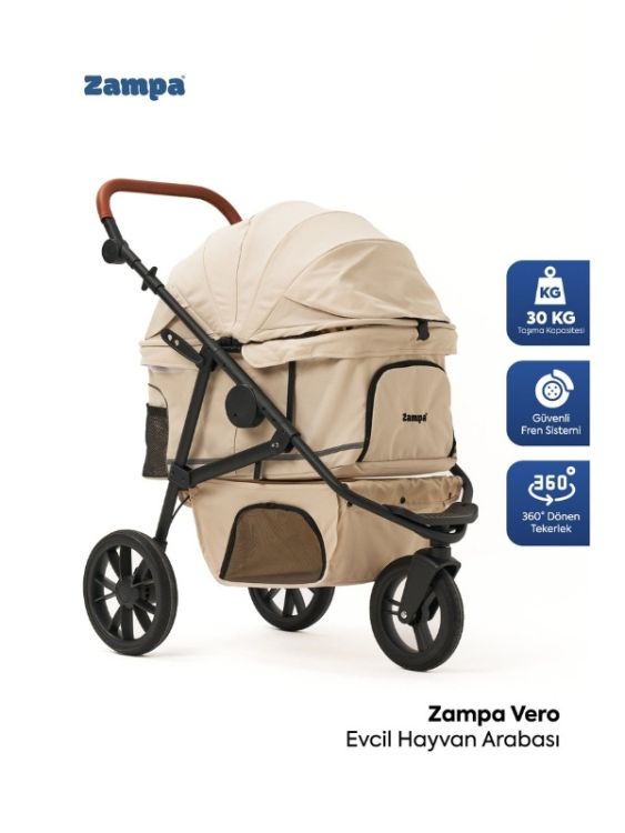 Zampa Vero Kedi Köpek Arabası Bej DH09-BJ 45x100x108 cm