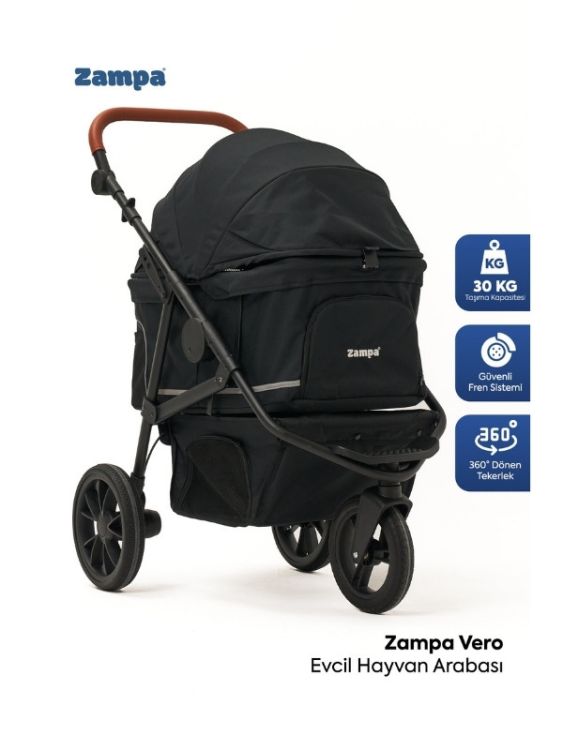 Zampa Vero Kedi Köpek Arabası Siyah DH09-B 45x100x108 cm