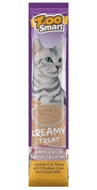 Zoo Smart - Zoo Smart Tavuk Ciğer Ve Keçi Sütlü Kedi Ödül Krema 4 Lü X 12 Adet